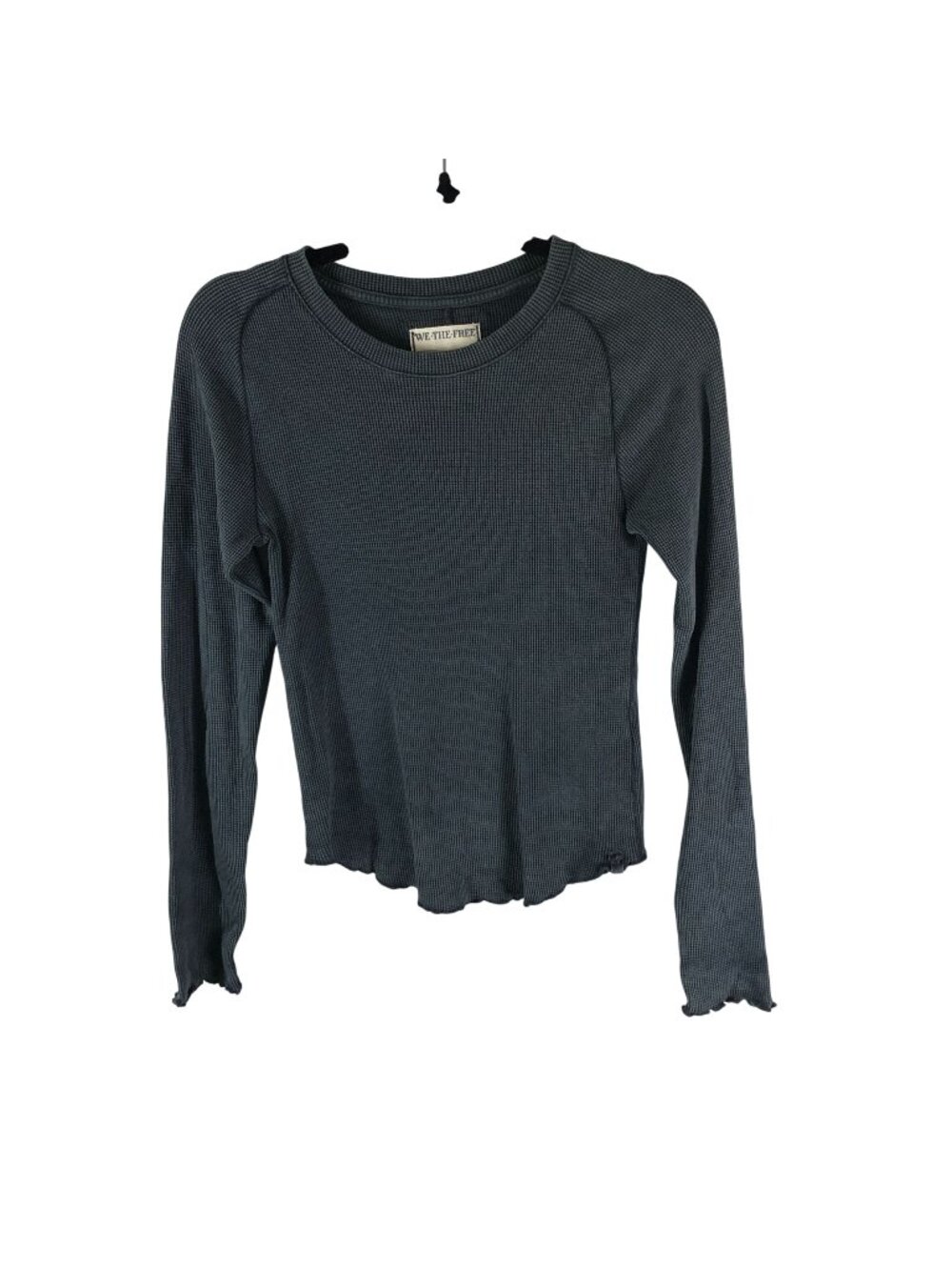We The Free People Easy Does It Thermal Long Sleeve Waffle Knit T Shirt Gray S